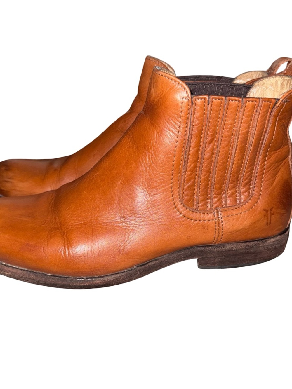 Frye Size 8.5 Cognac Leather Chelsea Ankle Boots Western Minimalist boho - Picture 2 of 8